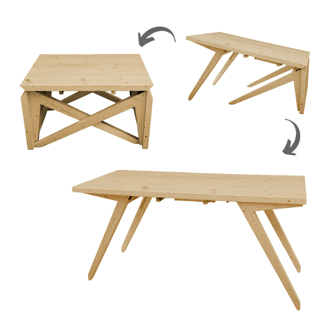 Transformable Table Hugo, Coffee Table & Dining Table, 2 in 1
